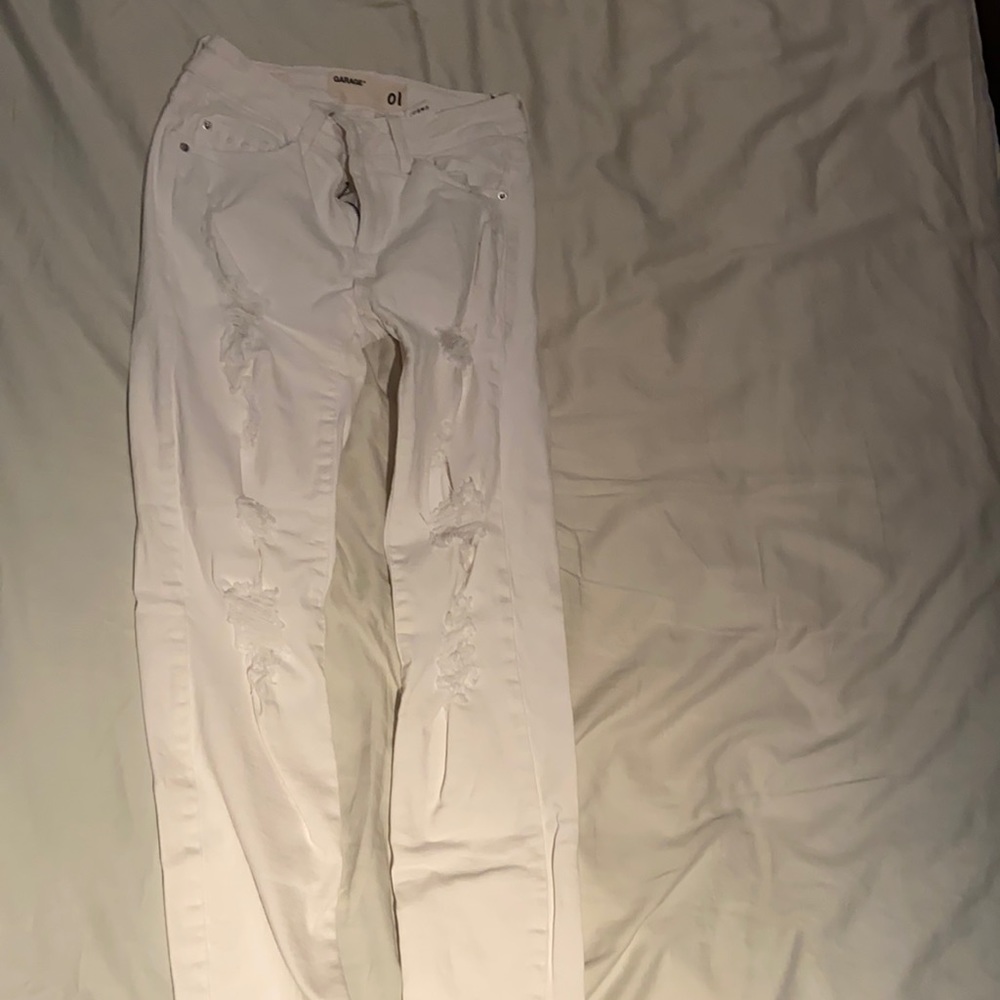 Garage white ripped jeans